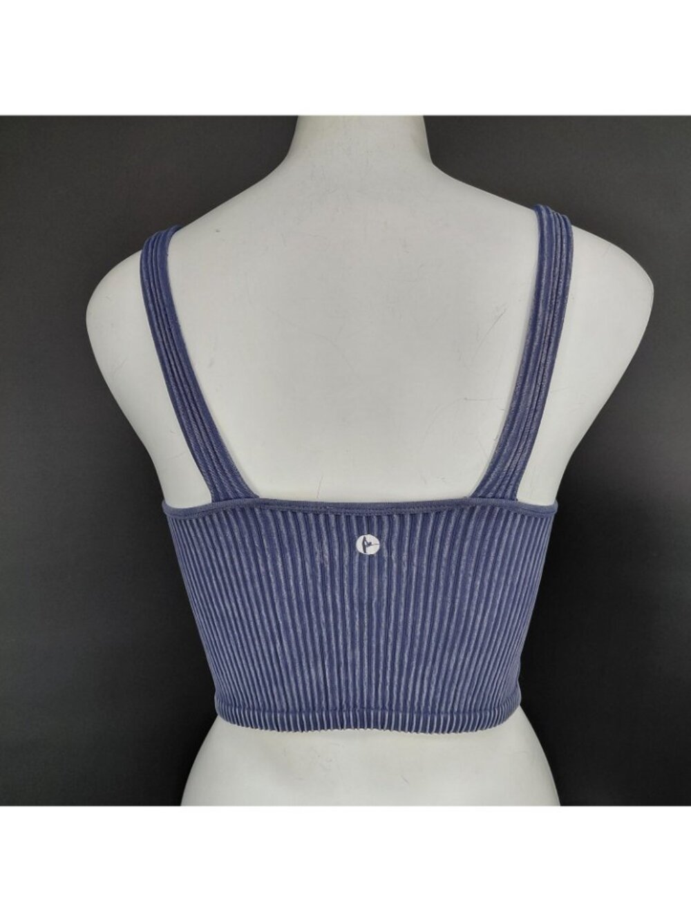 90 Degree Reflex Sports Bra Crop Top Womens Medium Blue Seamless Alamo Ribbed - Picture 6 of 10